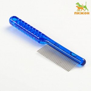 Расчёска для шерсти «Пузырьки», прозрачная, синяя, 20 х 3,6 см