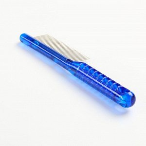 Расчёска для шерсти «Пузырьки», прозрачная, синяя, 20 х 3,6 см