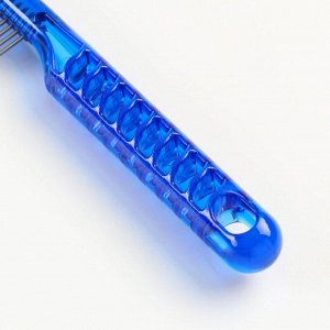 Расчёска для шерсти "Пузырьки", прозрачная, 20 х 3,6 см, синяя
