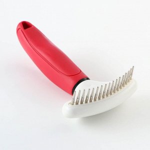Расчёска для шерсти с вращающимися зубчиками Пижон Premium, красная, 9,5 х 17 см