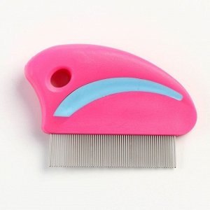 Расчёска малая с нескользящей ручкой, розово-белая, 8 х 6 см