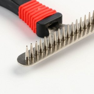 Расчёска-грабли с конусообразными зубьями, нескользящая ручка, чёрно-красная, 11 х 15,5 см