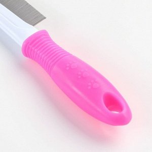 Расчёска "Комфорт" с частыми зубьями, нескользящая ручка, розовая, 21 х 3,5 см