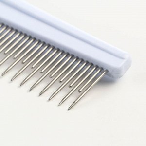 Расчёска "Комфорт" с заострёнными зубьями разной длины, нескользящая ручка, голубая, 21 х 4 см