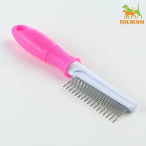 Расчёска "Комфорт" с заострёнными зубьями разной длины, нескользящая ручка, розовая, 21 х 4 см