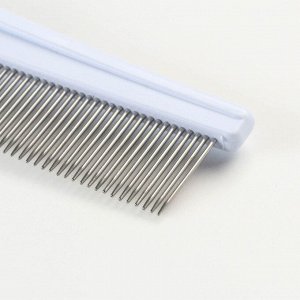 Расчёска "Комфорт" с прямыми заострёнными зубьями, нескользящая ручка, голубая, 21 х 4 см