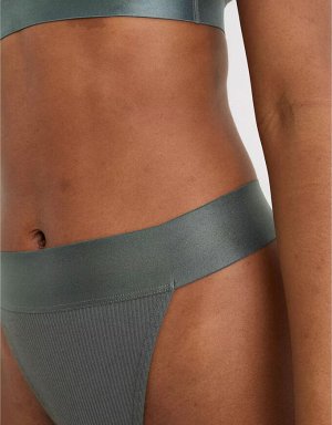 Aerie High Cut Ribbed Cotton Thong Underwear