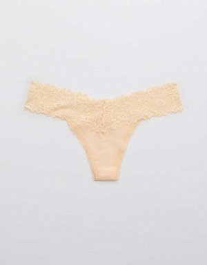 Aerie Cotton Sunkissed Lace Thong Underwear