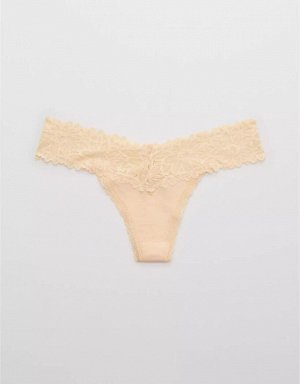 Aerie Cotton Sunkissed Lace Thong Underwear