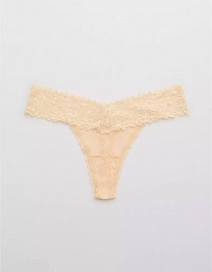 Aerie Cotton Sunkissed Lace Thong Underwear