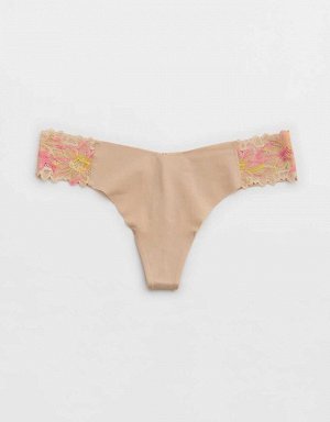 Aerie No Show Sunkissed Lace Thong Underwear