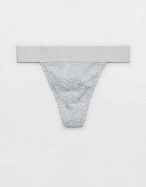 Aerie High Cut Ribbed Cotton Thong Underwear