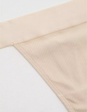 Aerie High Cut Ribbed Cotton Thong Underwear