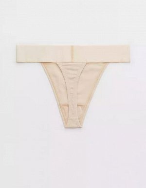 Aerie High Cut Ribbed Cotton Thong Underwear