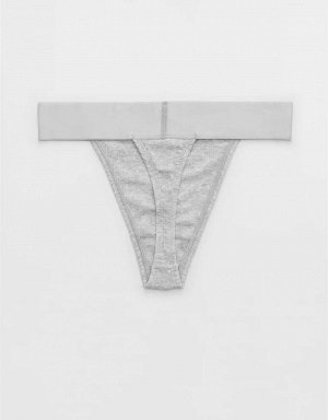 Aerie High Cut Ribbed Cotton Thong Underwear