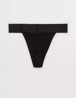 Aerie High Cut Ribbed Cotton Thong Underwear