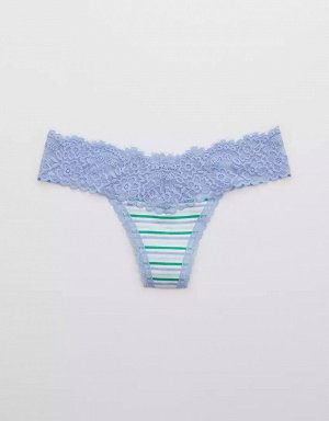 Aerie Cotton Eyelash Lace Thong Underwear