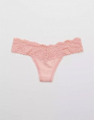 Aerie Cotton Eyelash Lace Thong Underwear