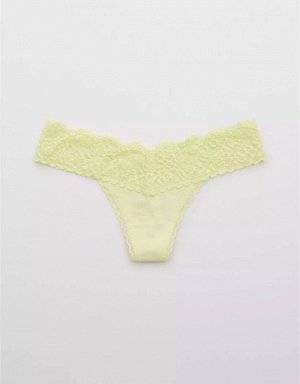 Aerie Cotton Eyelash Lace Thong Underwear