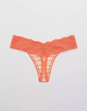 Aerie Cotton Eyelash Lace Thong Underwear