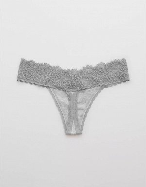 Aerie Cotton Eyelash Lace Thong Underwear