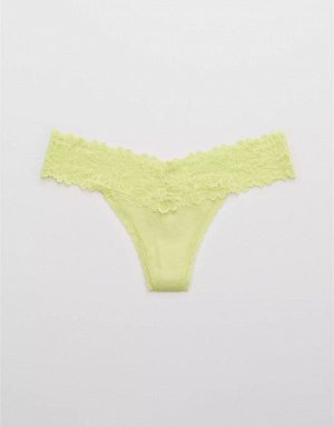 Aerie Cotton Sunkissed Lace Thong Underwear