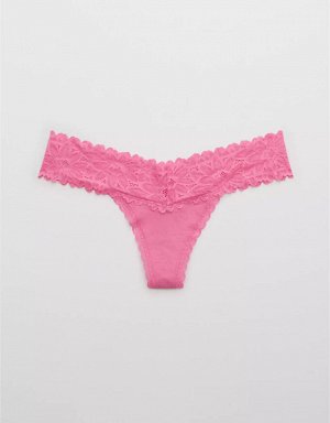 Aerie Cotton Sunkissed Lace Thong Underwear