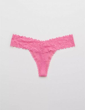 Aerie Cotton Sunkissed Lace Thong Underwear