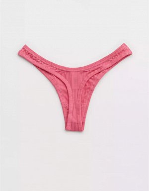 Aerie Modal Ribbed High Cut Thong Underwear