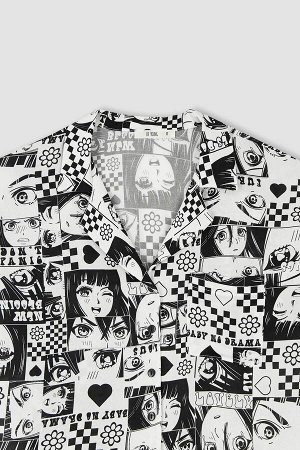 Рубашка из вискозы с воротником и воротником в стиле поп-арт