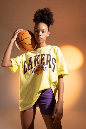 Футболка Defacto Fit NBA Los Angeles Lakers Licensed Oversize Fit Cycling Yaa с коротким рукавом