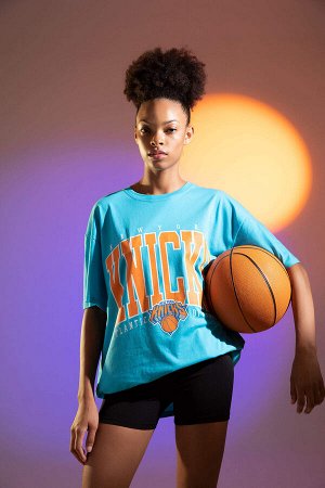 Defacto Fit NBA New York Knicks Oversize-футболка с круглым вырезом и короткими рукавами