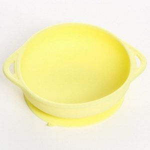 Набор для кормления: миска на присоске с крышкой, ложка, цвет желтый