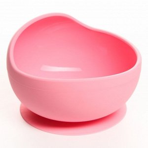 Тарелка детская на присоске, силиконовая, цвет розовый