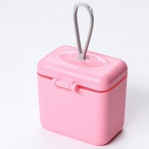 Контейнер для хранения детского питания 150 мл., с ложкой, цвет розовый