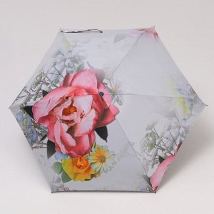 Зонт механический «Роза», 5 сложений, 6 спиц, R = 43 см, цвет серый