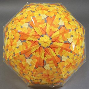 Зонт - трость полуавтоматический «Осень», 8 спиц, R = 40 см, цвет оранжевый