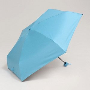Зонт механический «Пилюля», ветроустойчивый, мини, 5 сложений, 6 спиц, R = 45 см, цвет голубой