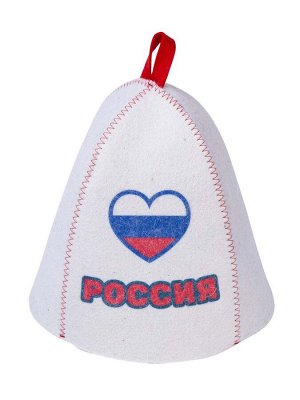 Шапка банная с принтом "Россия в сердце", войлок