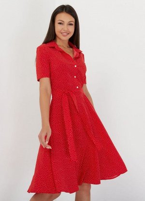 SHIRT Платье-рубашка/(рубашка-короткое)/красный(мелкий горох)