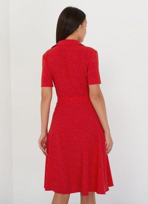Платье рубашка женское миди короткий рукав цвет Красный (мелкий горох) SHIRT