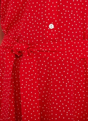 Платье рубашка женское миди короткий рукав цвет Красный (мелкий горох) SHIRT