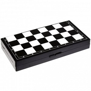 Шахматы "3 в 1" шахматы/шашки/нарды: доска пластиковая 24,3х24,5х1,8см, фигуры пластиковые, в коробке (Китай)