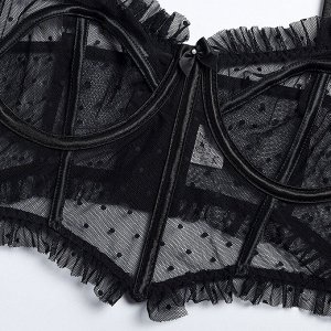 Женский комплект белья: бюстгальтер-топ + трусы, цвет черный