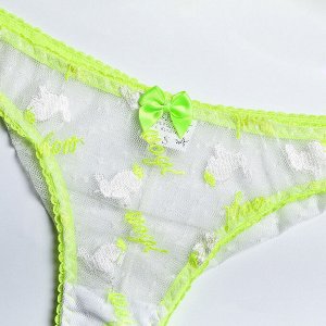 Женский комплект белья с вышивкой: бюстгальтер + трусы, цвет ярко-зеленый