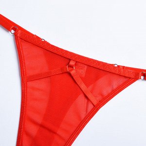 Женский комплект белья: бюстгальтер + трусы + юбка с подвязками+ гартеры + чокер, цвет красный