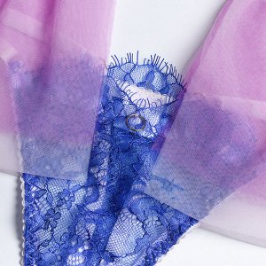 Женский комплект белья: бюстгальтер + трусы + пояс с юбочкой + подвязка, цвет синий/розовый
