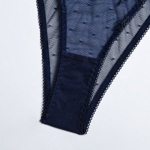 Женский комплект белья с вышивкой бабочки: бюстгальтер + трусы, цвет синий