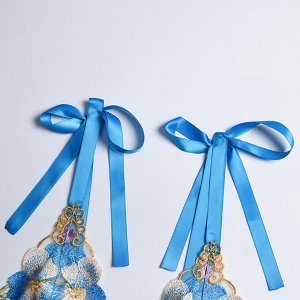 Женский комплект белья с вышивкой и с лентами: бюстгальтер + трусы, цвет голубой