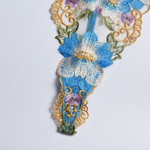 Женский комплект белья с вышивкой и с лентами: бюстгальтер + трусы, цвет голубой